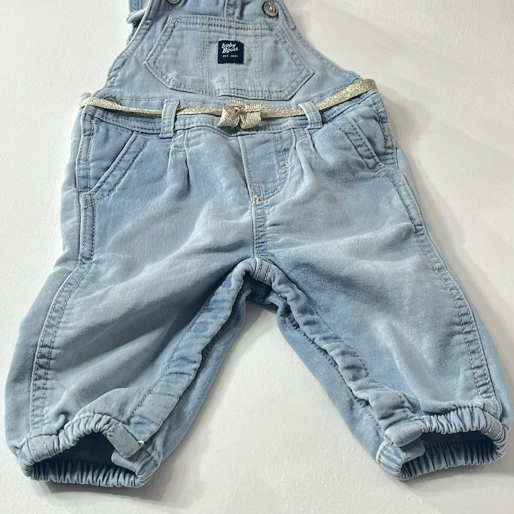 Baby B'gosh Light Wash‎ Denim Overalls with Gold Belt 6M